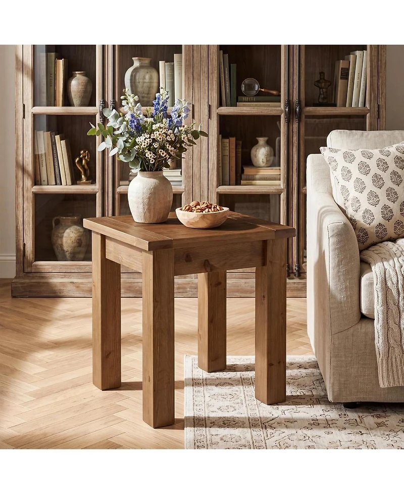 Tribesigns Solid Wood Side Table, Farmhouse Square End Tale with Stable 4 Legs