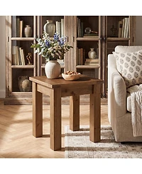 Tribesigns Solid Wood Side Table, Farmhouse Square End Tale with Stable 4 Legs