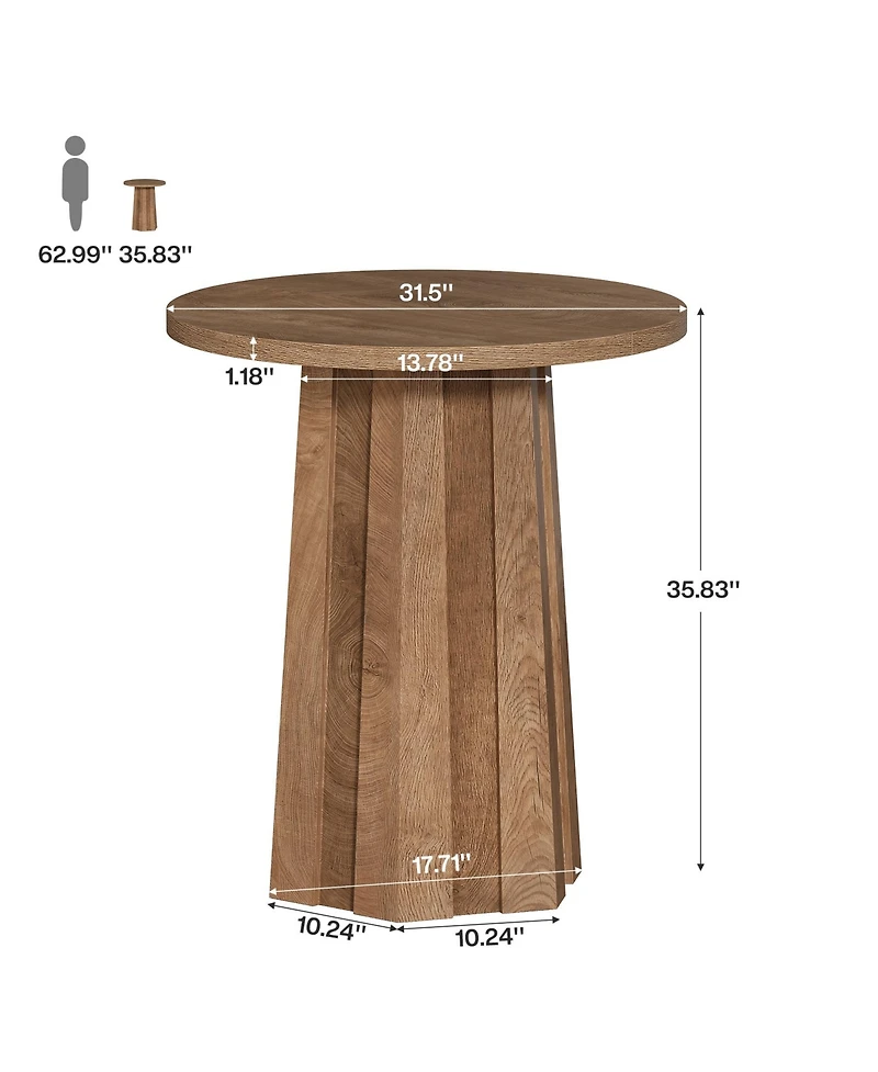 Tribesigns Round Bar Table, 35.43-Inch-High Bistro Pub Table with Fluted Base