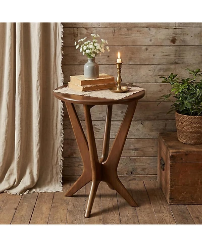 Tribesigns Solid Wood Round End Table, 19.7" Vintage Side Table for Small Spaces, Small Round Nightstand Bedside Table