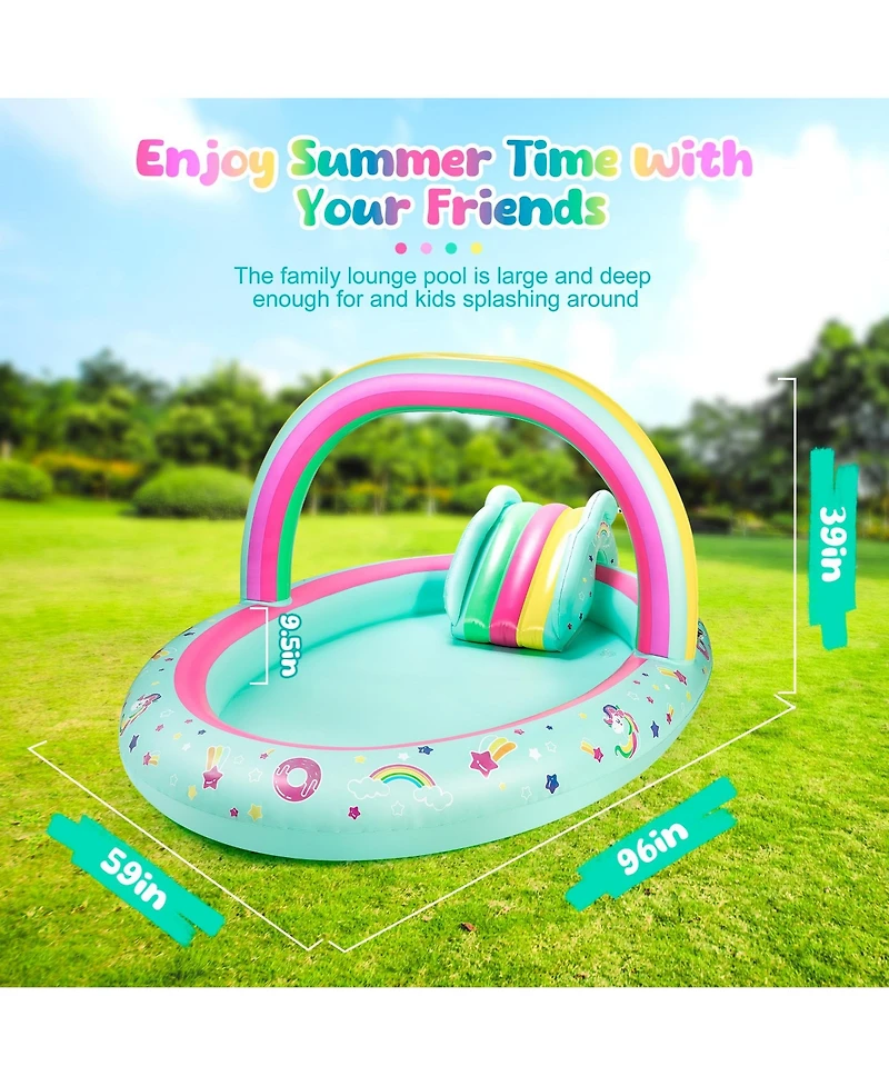 Aofar Inflatable Play Center Pool With Slide Sprinkler Garden
