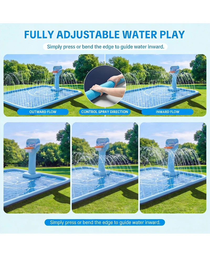 Aofar Splash Pad Sprinkler Basketball Hoop Outdoor Water Fun