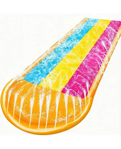 Aofar 3 Sided Safe Fence Triple Slip Water Slide 3-way Sprinklers Bodyboards Summer Outdoor