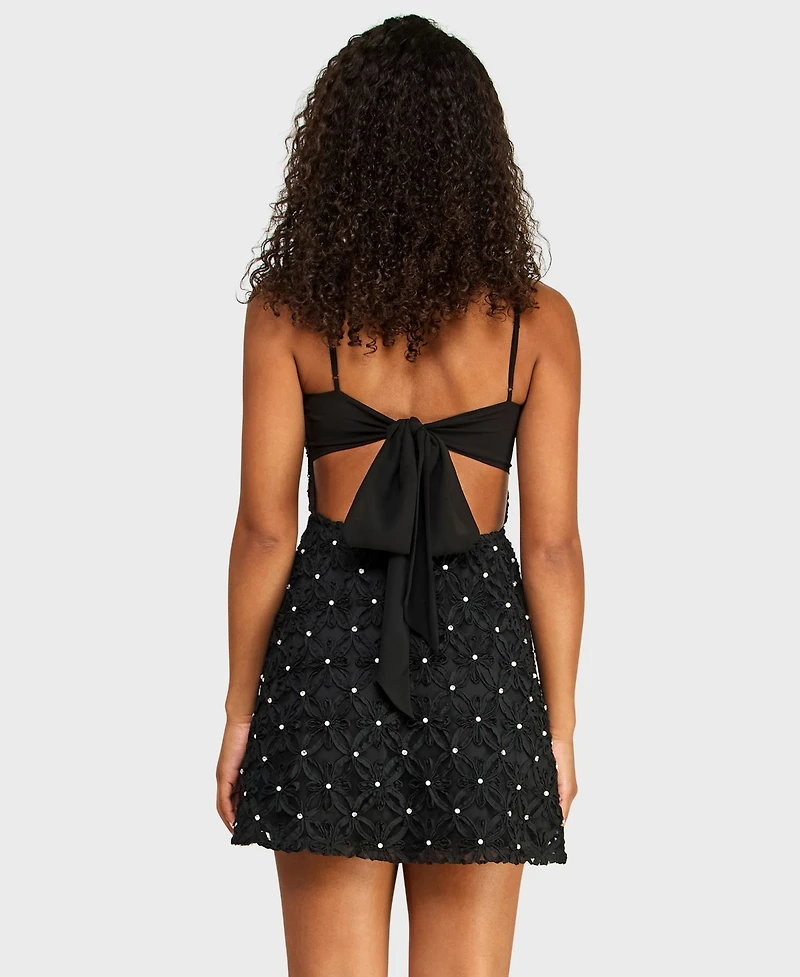 Alex & Sophia Juniors Square Neck Soutache Dress
