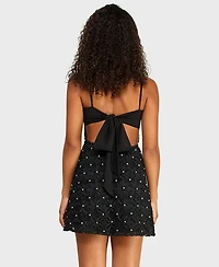Alex & Sophia Juniors Square Neck Soutache Dress