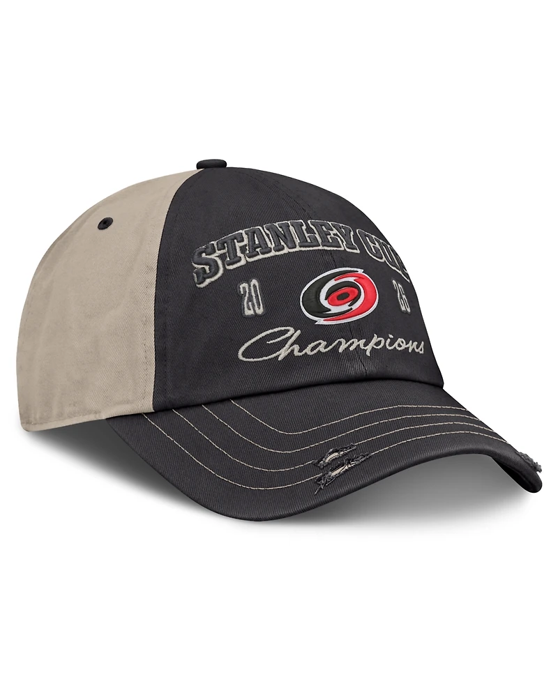 Fanatics Men's and Women's Black/Light Beige Carolina Hurricanes 2026 Nhl Stanley Cup Champions Unstructured Adjustable Hat