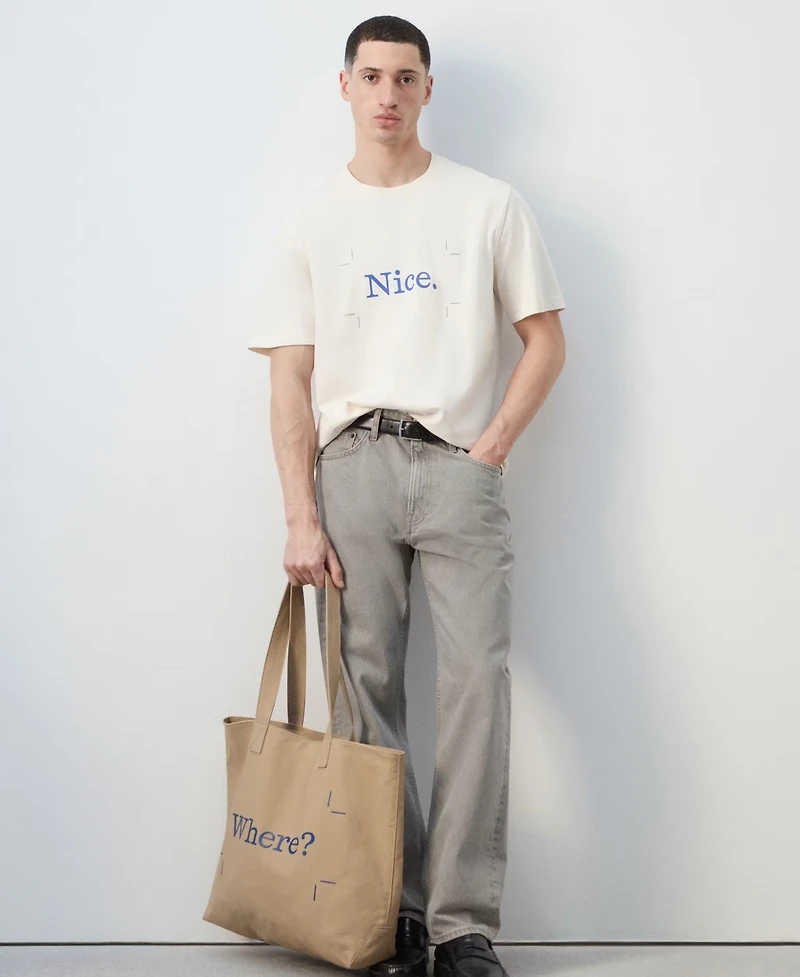 Mango Men's Cotton Canvas Tote Bag