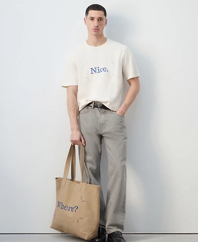 Mango Men's Cotton Canvas Tote Bag