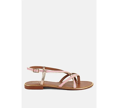 Pheobe Strappy Pink Flat Sandals