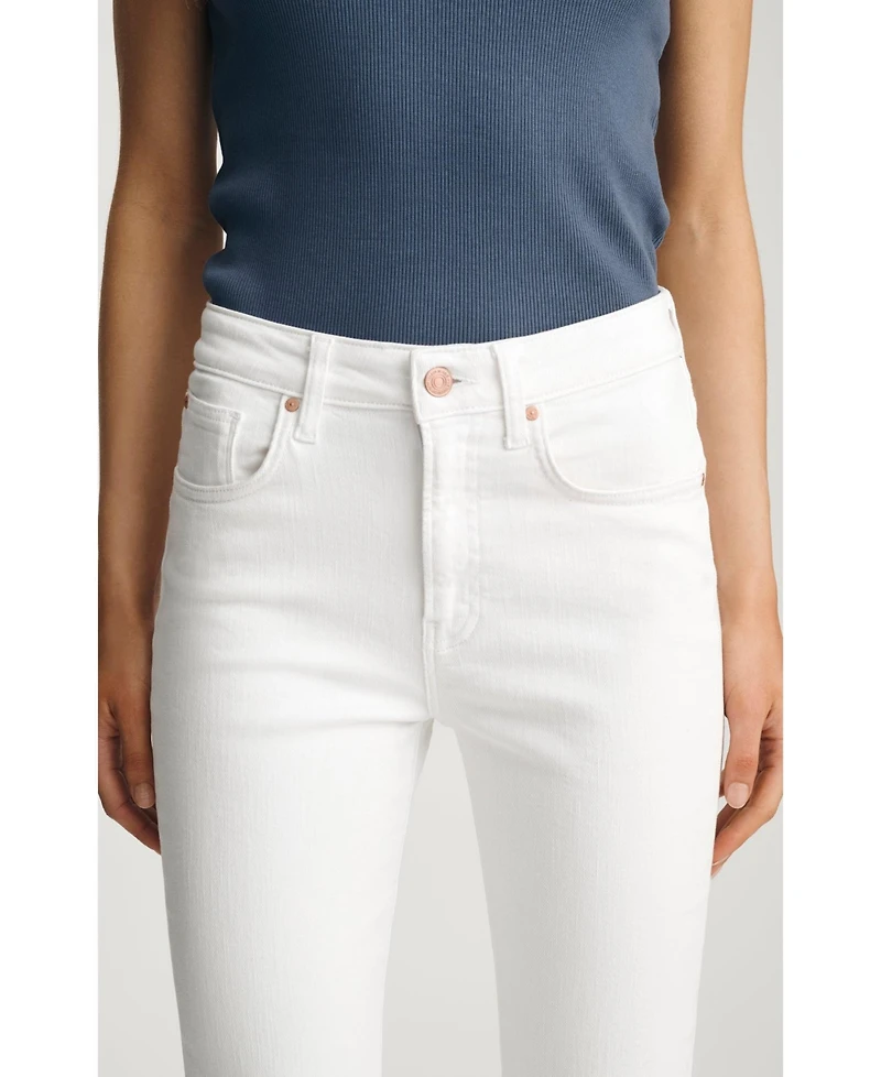 Mavi Jeans Women's Anika Mid Rise Cropped Flare In White Flex Blue
