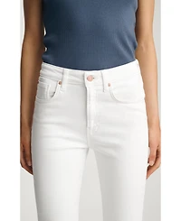 Mavi Jeans Women's Anika Mid Rise Cropped Flare In White Flex Blue