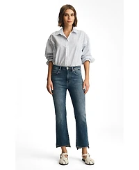 Mavi Jeans Women's Anika Mid Rise Cropped Flare Dark Brushed Flex Blue