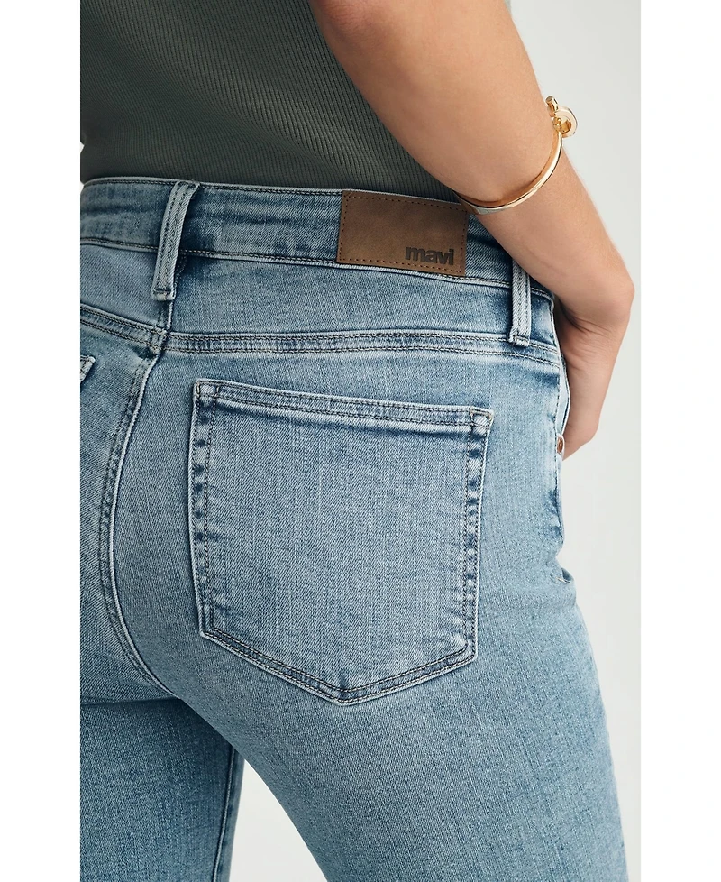 Mavi Jeans Women's Anika Mid Rise Cropped Flare Lt Brushed Flex Blue
