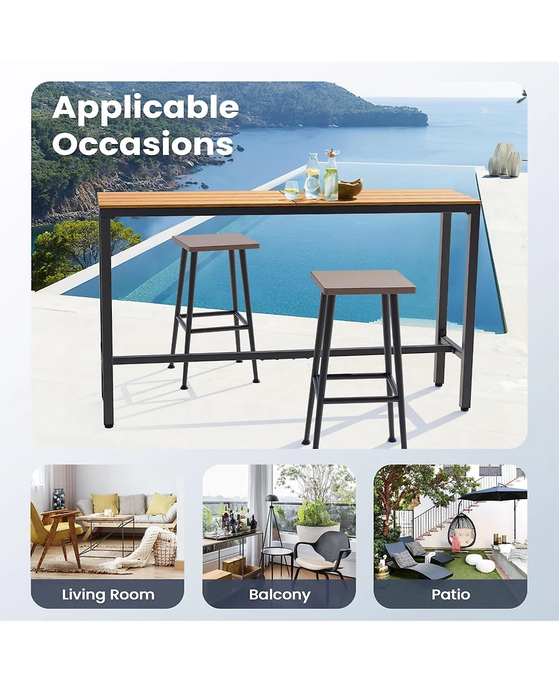 Pellebant Patio Outdoor Bar Table Counter Height Rectangle