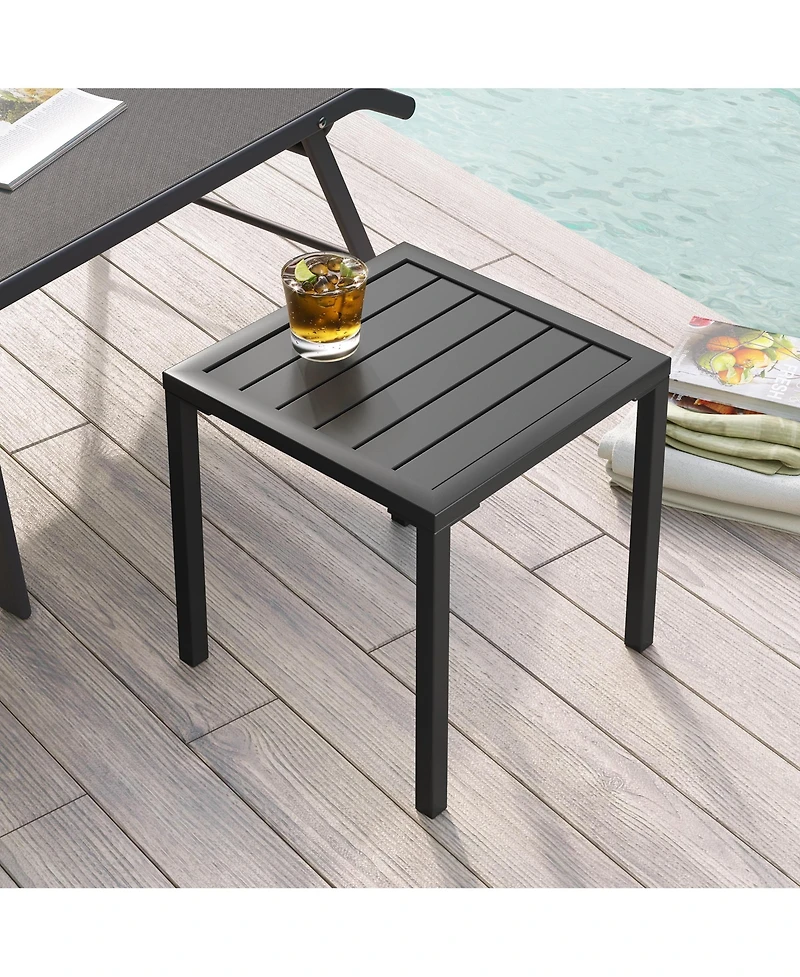 Pellebant Outdoor End Table Aluminum Square Patio Side