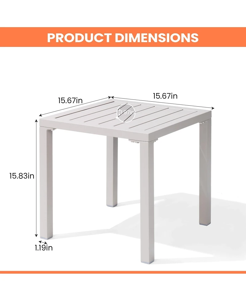 Pellebant Outdoor End Table Aluminum Square Patio Side