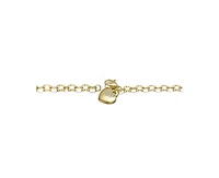 Rachel Glauber Matte 14K Gold Plated Cz Puff Heart Charm Chain Bracelet