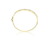 Rachel Glauber Modern 14K Gold Plated Cz Pave Zig Zag Geometric Bangle