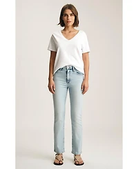 Mavi Jeans Women's New York High Rise Straight Leg Lt Brushed Classic Blue