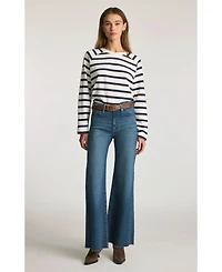 Mavi Jeans Women's Grace Mid Rise Flare Dark Brushed Classic Blue