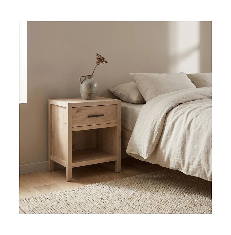 Starlight Canyon Home Oak Finish Nightstand with Coastal Cottage Style and Rectangle Design