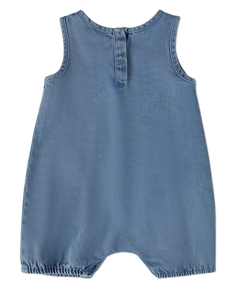 MeMoi Baby Boys "Petit Etoile" Cotton Denim Shorts-Style Romper