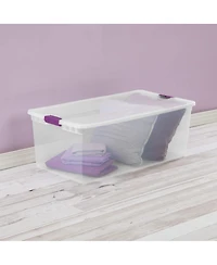 Sterilite 66 Quart Clear Plastic Latching Handle Storage Container Tote, 6 Pack