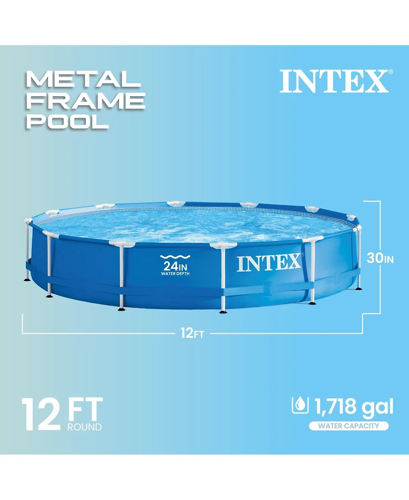 Intex 12 Foot x 30 Inches Above Ground Pool and Intex 12 Foot Round Pool Cover