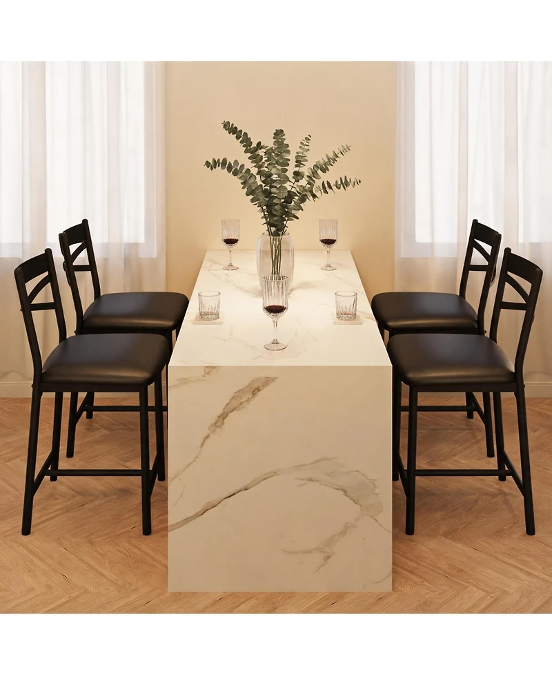 homfan Set of 8 Counter Height Dining Chairs, 26 Inch Upholstered Chairs with Thick Cushion and Backrest for Kitchen Island