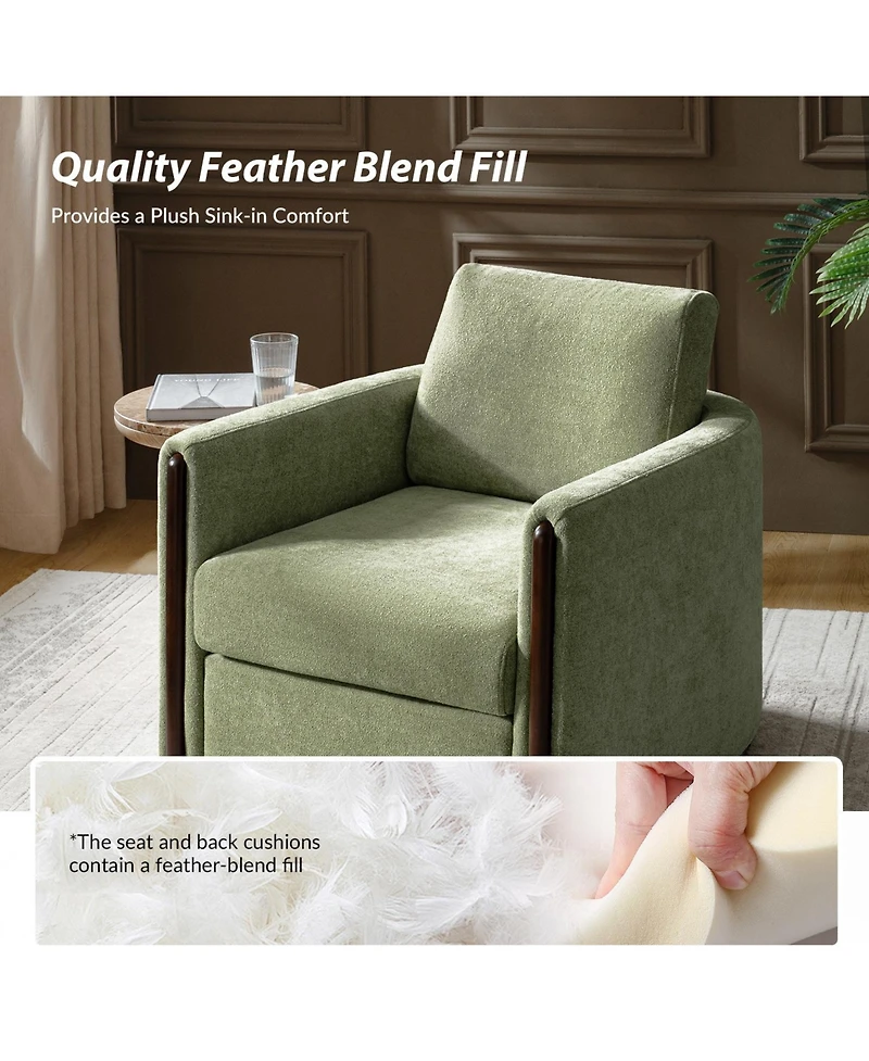 Hulala Home Verdino Modern Down-filled Solid Wood Swivel Barrel Chair