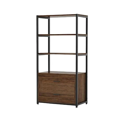 Slickblue Multi-Tier Bookshelf with 2 Drawers for Office, Bedroom, or Living Room