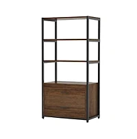 Slickblue Multi-Tier Bookshelf with 2 Drawers for Office, Bedroom, or Living Room