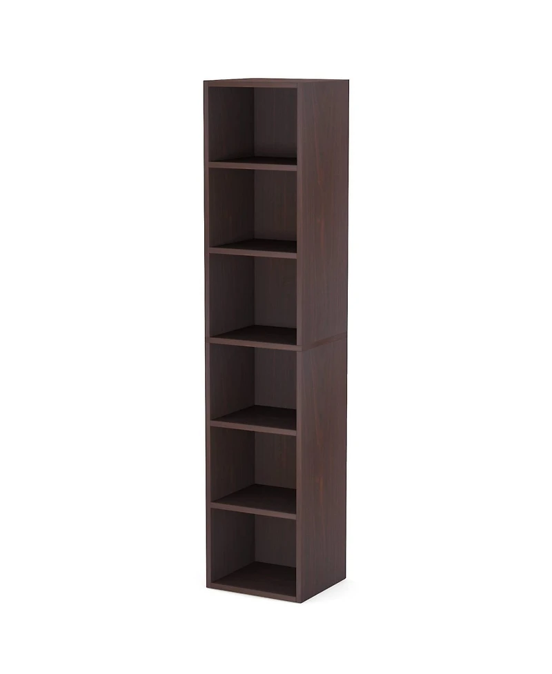 Slickblue Modern 6-Tier Corner Bookcase with Narrow Cube Shelves