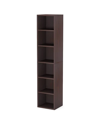 Slickblue Modern 6-Tier Corner Bookcase with Narrow Cube Shelves