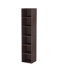 Slickblue Modern 6-Tier Corner Bookcase with Narrow Cube Shelves