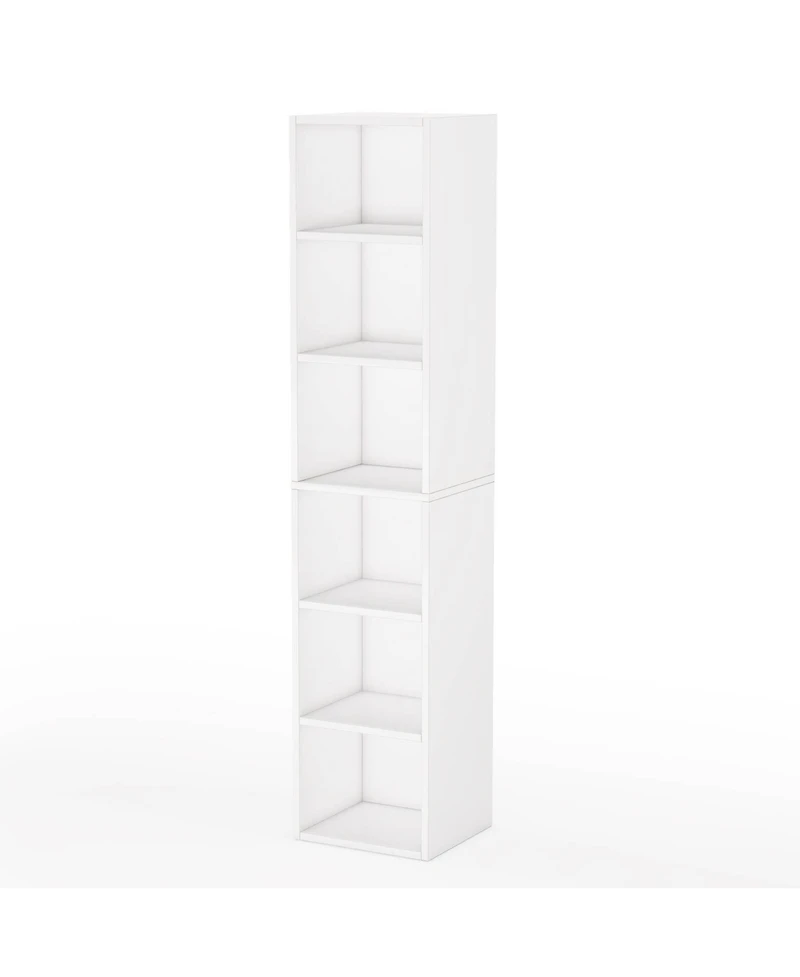 Slickblue Modern 6-Tier Corner Bookcase with Narrow Cube Shelves