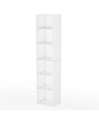 Slickblue Modern 6-Tier Corner Bookcase with Narrow Cube Shelves