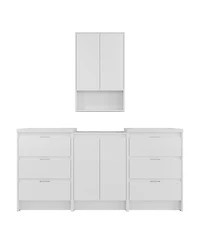 Sillysis 71 Inch Double Sink Modern Freestanding Bathroom Vanity with Resin Sinks, Soft Close Drawers, Storage and Wall Cabinets