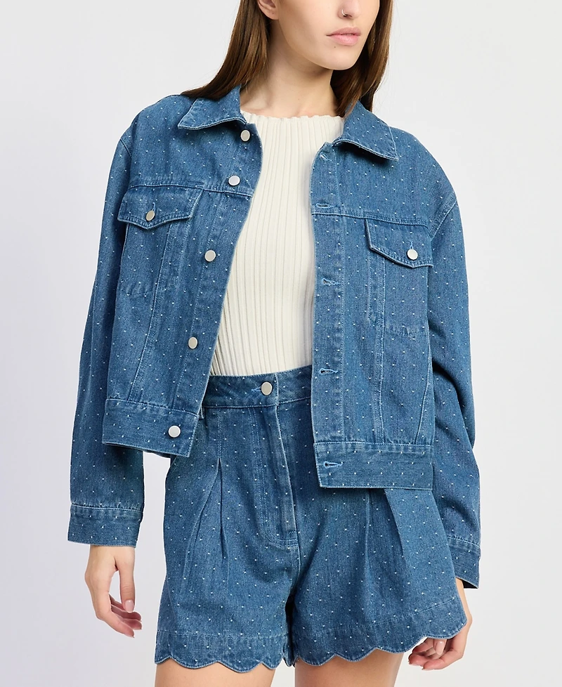 En Saison Women's Heidi Collared Denim Jacket
