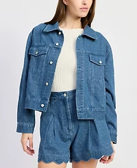 En Saison Women's Heidi Collared Denim Jacket