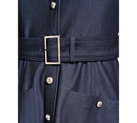 Karl Lagerfeld Paris Women's Denim Belted Midi Shirt Dress