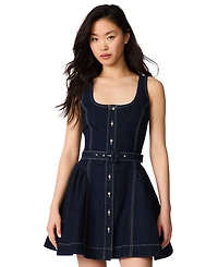 Steve Madden Juniors' Maila Denim Button-Front Mini Dress