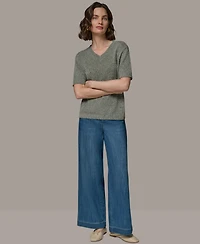 Donna Karan Weekend Women's Short-Sleeve V-Neck Sweater