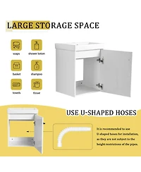 Sillysis Wall Mounted Bathroom Vanity with Ceramic Sink, Soft Close Door, Modern Floating Cabinet for Small Spaces