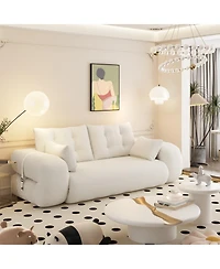 Maison Boucle 78.7'' Teddy 2-Seat 3-in-1 Sleeper Sofa, Foldable Foam Sofa Bed