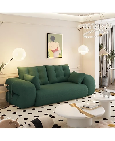 Maison Boucle 78.7'' Teddy 2-Seat 3-in-1 Sleeper Sofa, Foldable Foam Sofa Bed