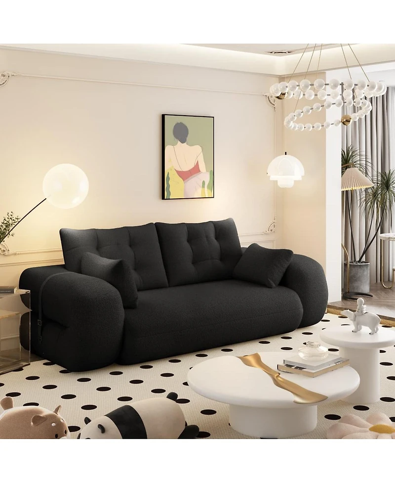 Maison Boucle 78.7'' Teddy 2-Seat 3-in-1 Sleeper Sofa, Foldable Foam Sofa Bed