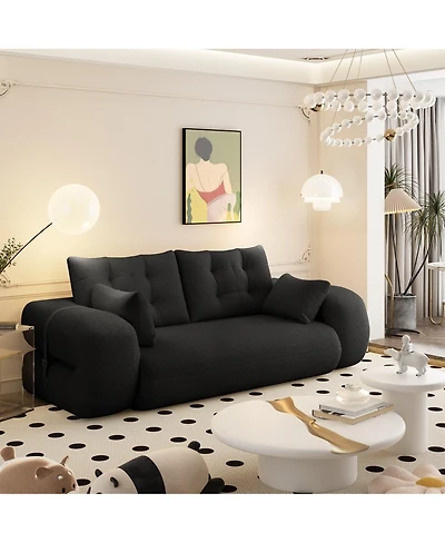 Maison Boucle 78.7'' Teddy 2-Seat 3-in-1 Sleeper Sofa, Foldable Foam Sofa Bed