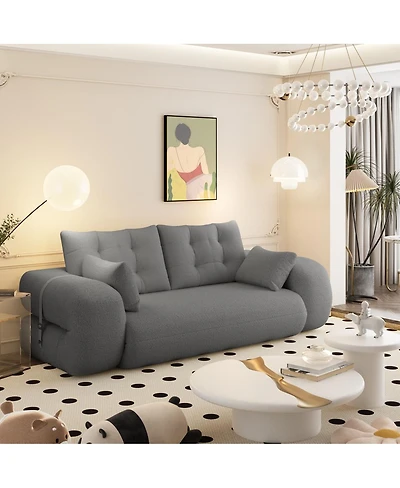 Maison Boucle 78.7'' Teddy 2-Seat 3-in-1 Sleeper Sofa, Foldable Foam Sofa Bed