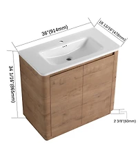 Sillysis Freestanding Bathroom Vanity with Ceramic Sink, Modern Plywood Cabinet, Soft Close Doors